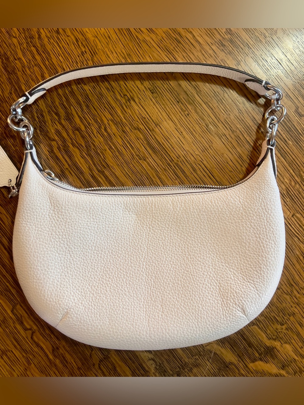 Coach Pebbled Leather Shoulder Bag in Cream with Silver Hardware - Picture 2 of 4